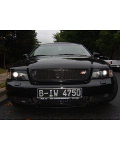 B5 Audi headlight after kit is installed.